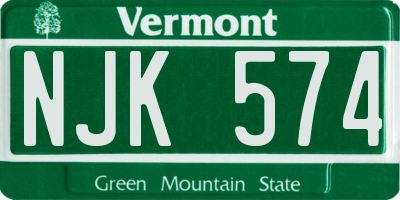 VT license plate NJK574