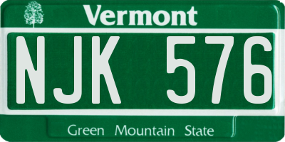 VT license plate NJK576
