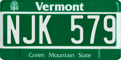 VT license plate NJK579