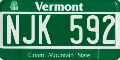 VT license plate NJK592