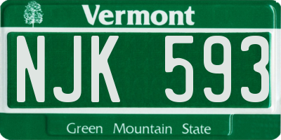 VT license plate NJK593