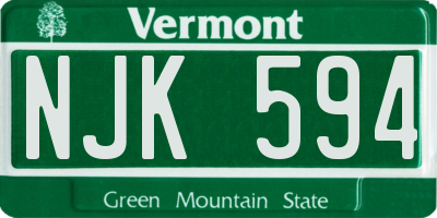 VT license plate NJK594