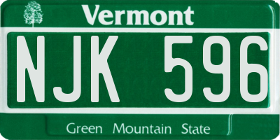VT license plate NJK596