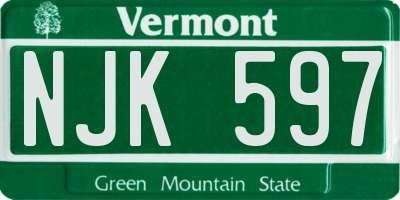 VT license plate NJK597