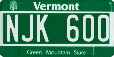 VT license plate NJK600