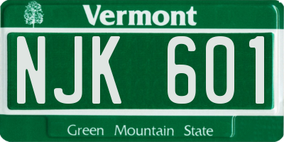 VT license plate NJK601