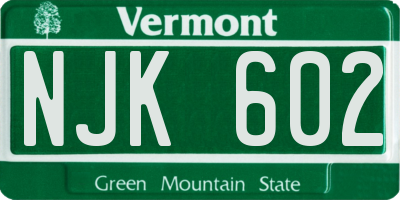 VT license plate NJK602