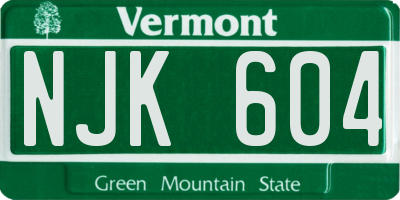 VT license plate NJK604