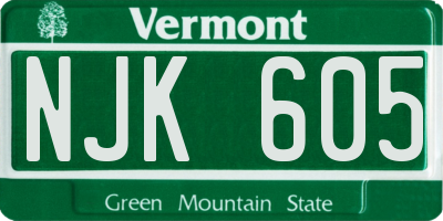 VT license plate NJK605