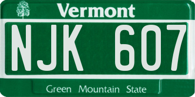 VT license plate NJK607