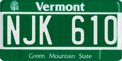 VT license plate NJK610