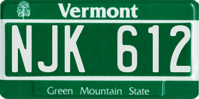 VT license plate NJK612