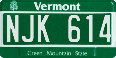 VT license plate NJK614