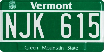 VT license plate NJK615