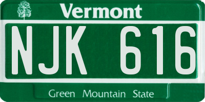 VT license plate NJK616