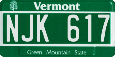 VT license plate NJK617