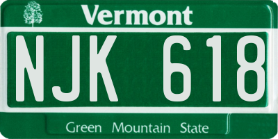 VT license plate NJK618
