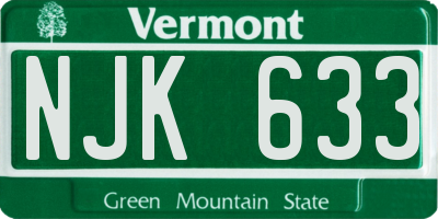 VT license plate NJK633
