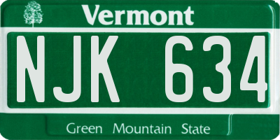 VT license plate NJK634