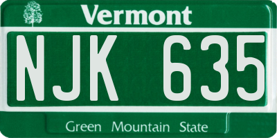 VT license plate NJK635