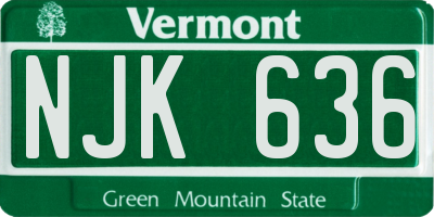 VT license plate NJK636
