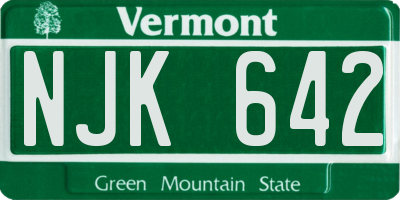 VT license plate NJK642