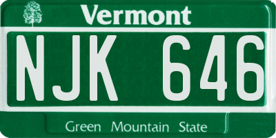 VT license plate NJK646
