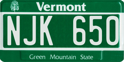 VT license plate NJK650