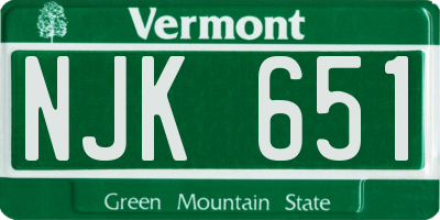 VT license plate NJK651