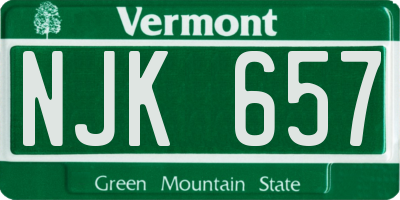 VT license plate NJK657