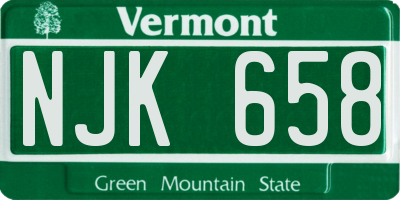 VT license plate NJK658