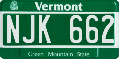 VT license plate NJK662