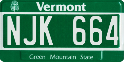 VT license plate NJK664