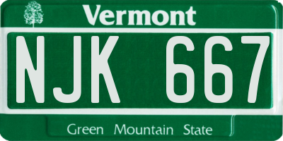 VT license plate NJK667