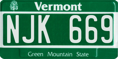 VT license plate NJK669