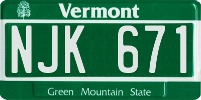 VT license plate NJK671