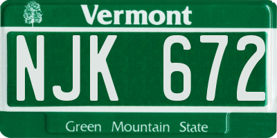 VT license plate NJK672