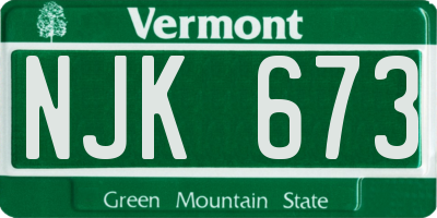 VT license plate NJK673