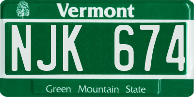 VT license plate NJK674