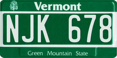 VT license plate NJK678
