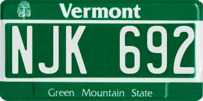 VT license plate NJK692