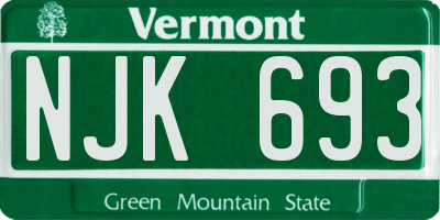 VT license plate NJK693