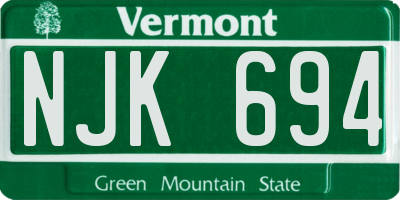 VT license plate NJK694