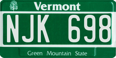 VT license plate NJK698