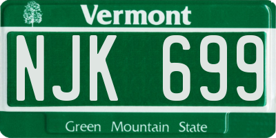 VT license plate NJK699
