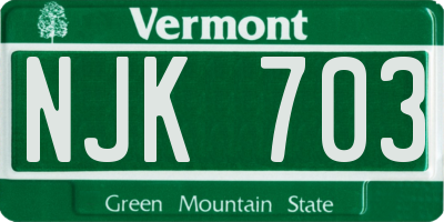 VT license plate NJK703