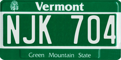 VT license plate NJK704