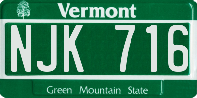 VT license plate NJK716