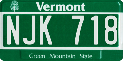 VT license plate NJK718