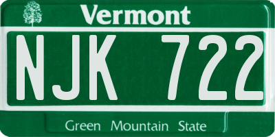 VT license plate NJK722